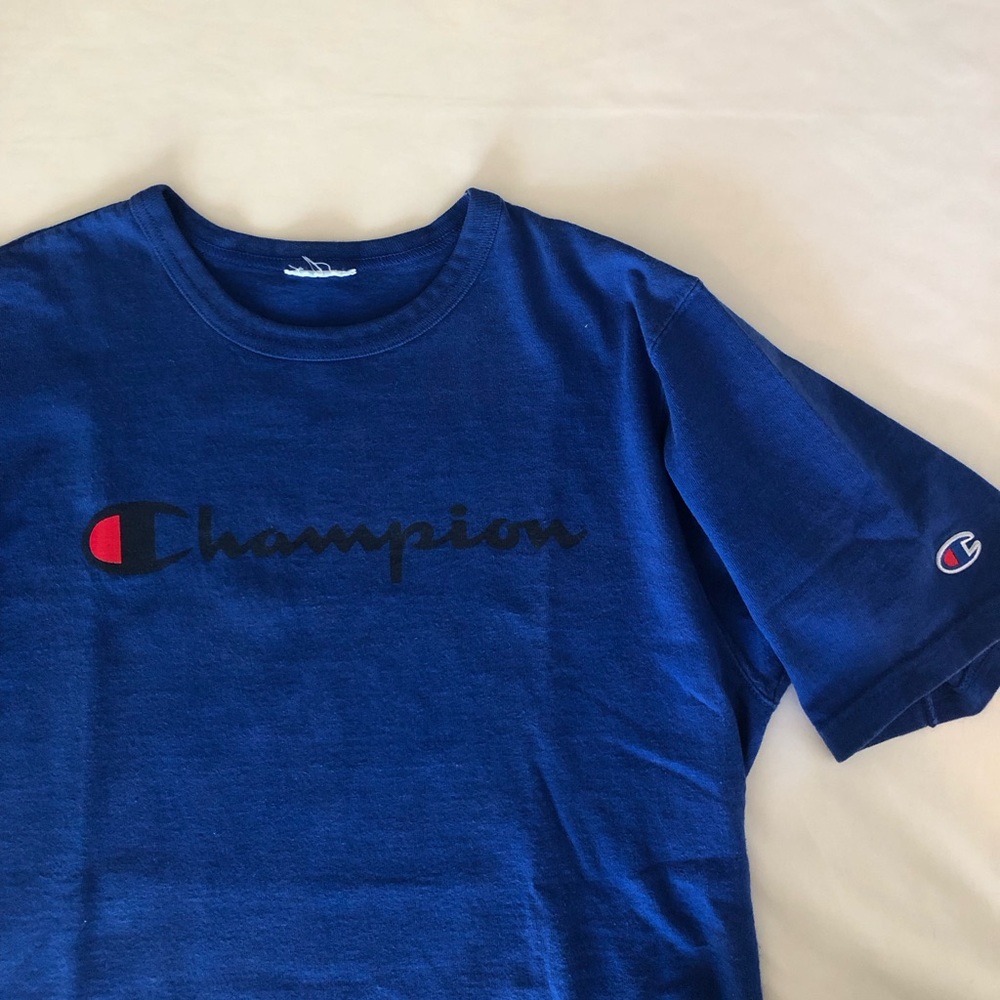 Men’s Blue Champion Classic Script T-Shirt Size S